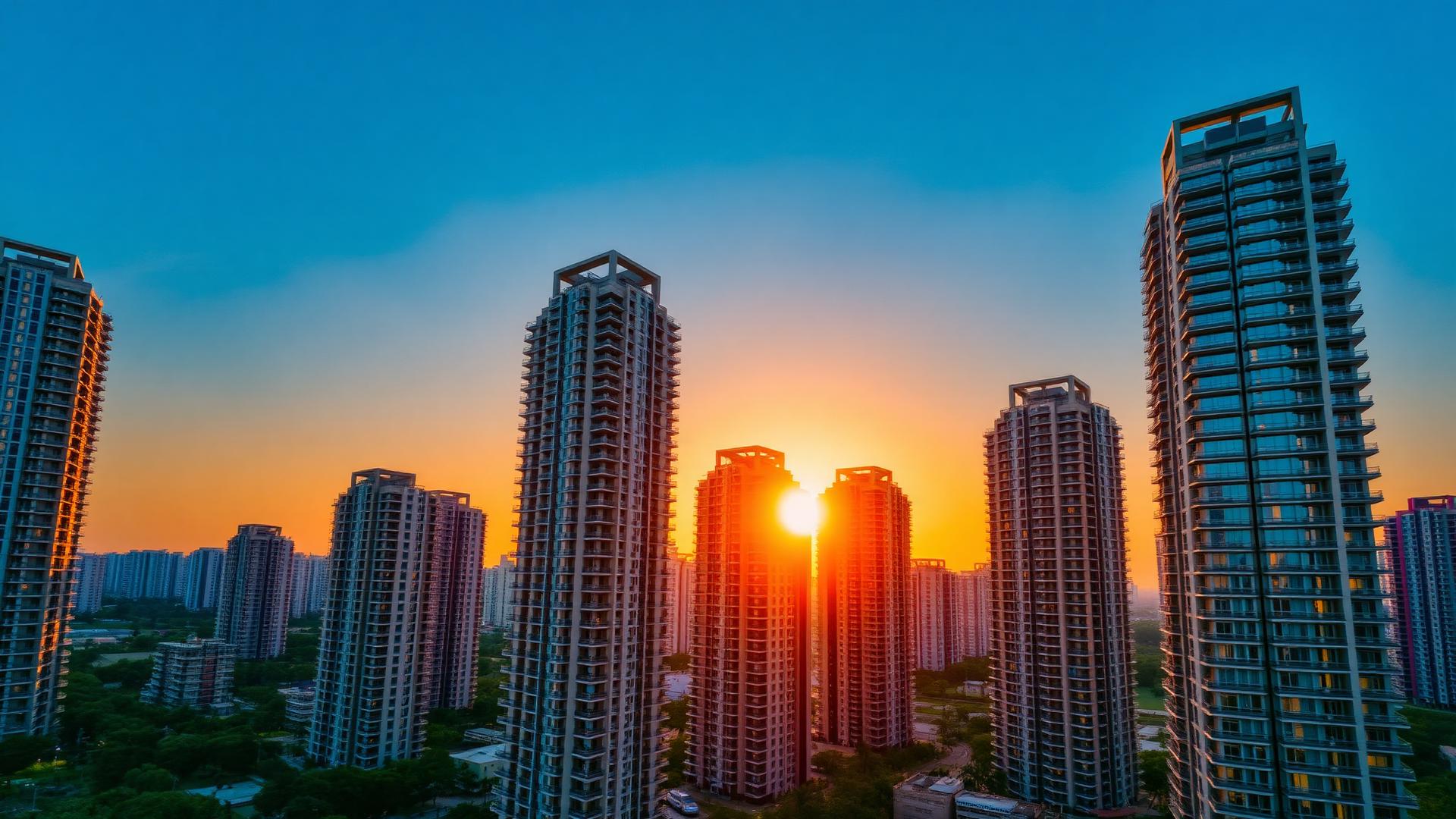 Delhi NCR luxury skyline at golden hour